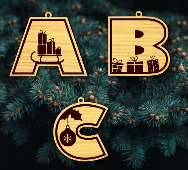 Christmas alphabet E0020357 file cdr and dxf free vector download for laser cut
