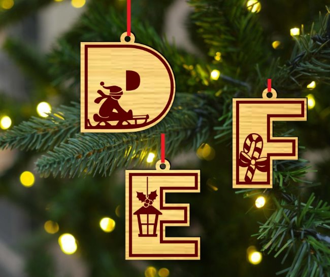 Christmas alphabet E0020358 file cdr and dxf free vector download for laser cut