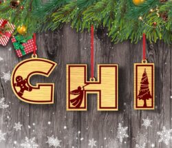 Christmas alphabet E0020359 file cdr and dxf free vector download for laser cut