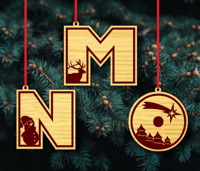 Christmas alphabet E0020361 file cdr and dxf free vector download for laser cut