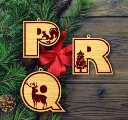 Christmas alphabet E0020362 file cdr and dxf free vector download for laser cut