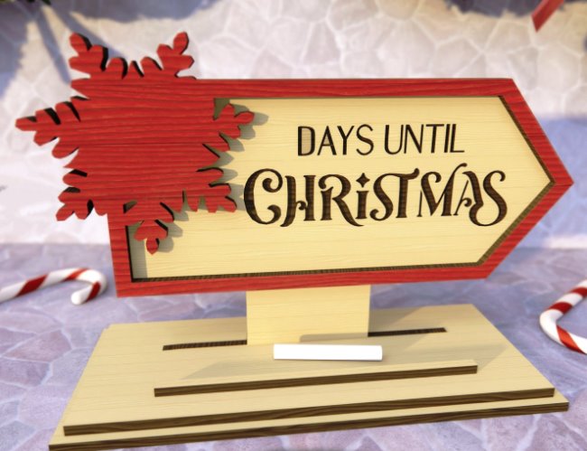Christmas countdown E0020414 file cdr and dxf free vector download for laser cut