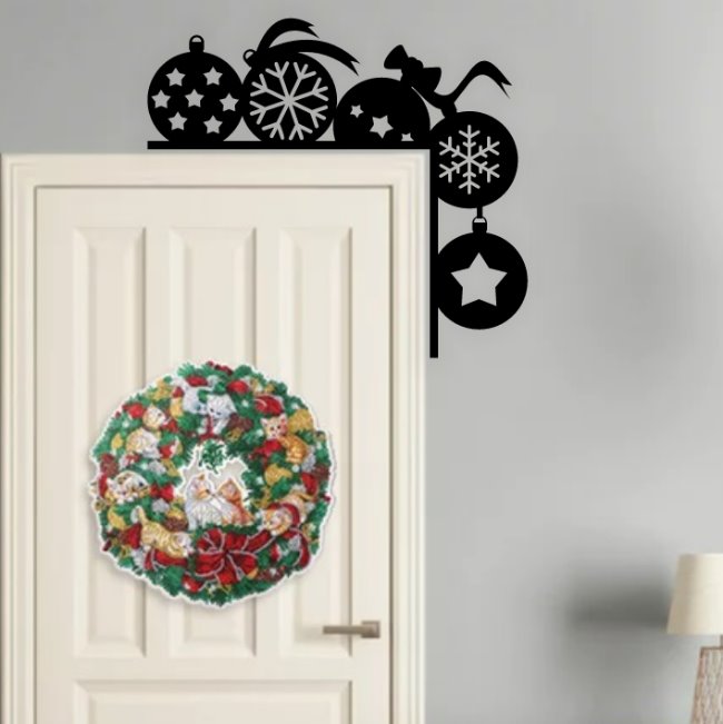 Christmas door corner E0020403 file cdr and dxf free vector download for laser cut