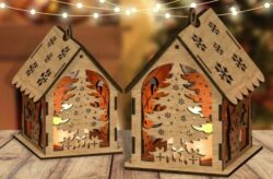 Christmas house E0020373 file cdr and dxf free vector download for laser cut