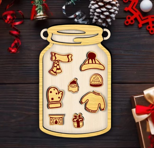 Christmas jar E0020437 file cdr and dxf free vector download for laser cut