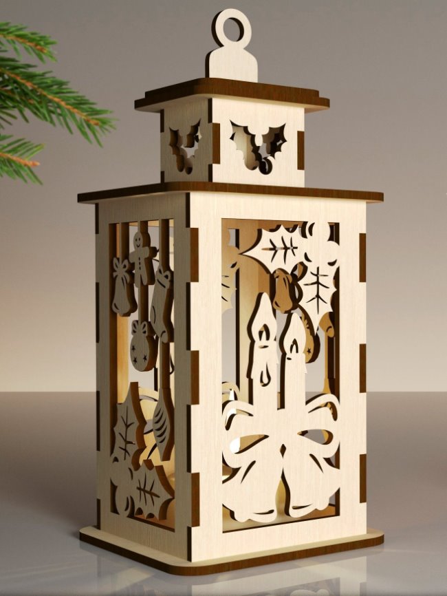 Christmas lantern E0020429 file cdr and dxf free vector download for laser cut