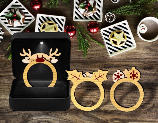 Christmas rings E0020422 file cdr and dxf free vector download for laser cut