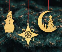 Christmas tree toys E0020452 file cdr and dxf free vector download for laser cut