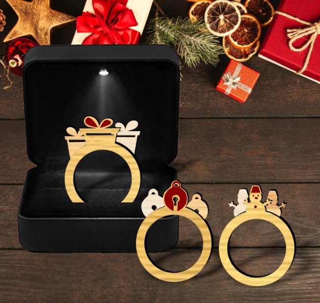 Christmas rings E0020421 file cdr and dxf free vector download for laser cut
