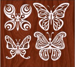 Butterfly Tattoo Silhouettes TH00000020 file cdr and dxf free vector download for Laser cut