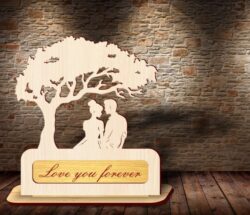 Couple sitting under tree E0020633 file cdr and dxf free vector download for laser cut