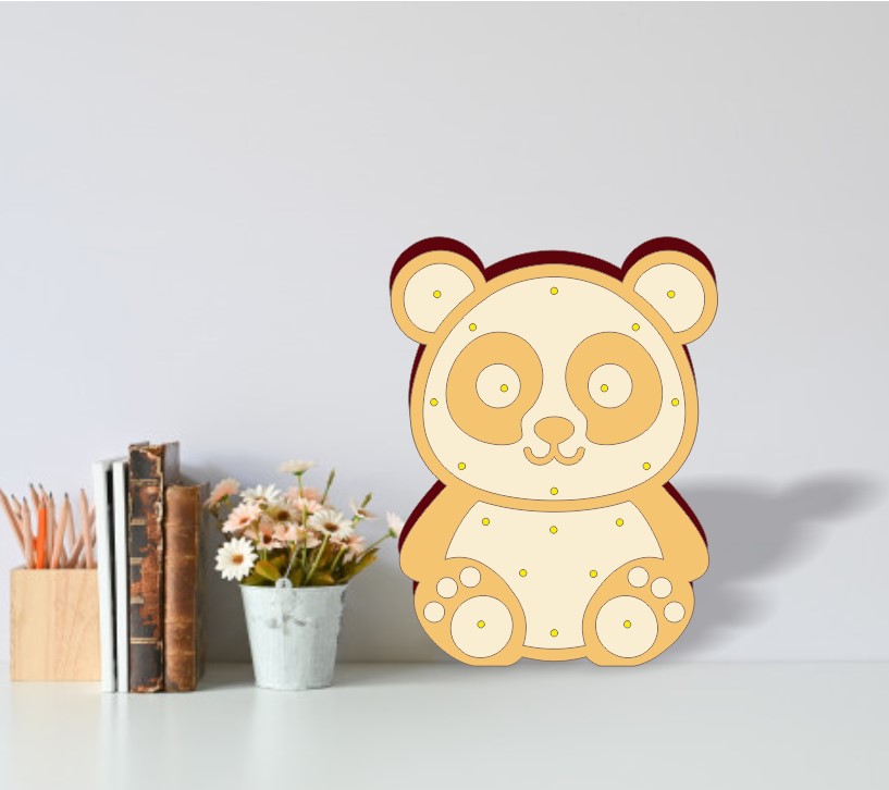 Panda lamp E0020576 file cdr and dxf free vector download for laser cut
