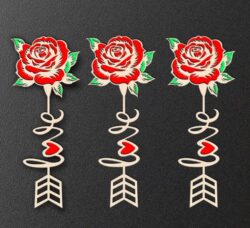 Rose with arrow E0020614 file cdr and dxf free vector download for Laser cut
