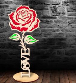 Rose with valentine E0020524 file cdr and dxf free vector download for laser cut