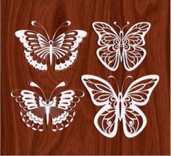 Set Black White Butterflies of a TattooTH00000018 file cdr and dxf free vector download for Laser cut