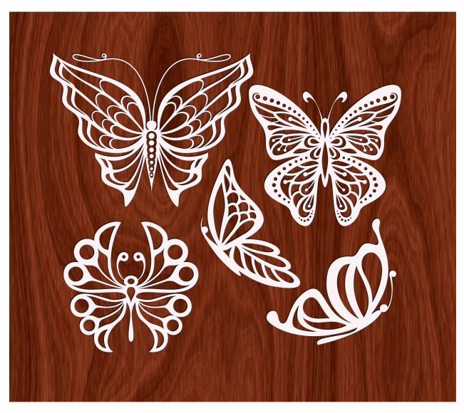 Set Of Butterfly Tattoos TH00000019 file cdr and dxf free vector download for Laser cut