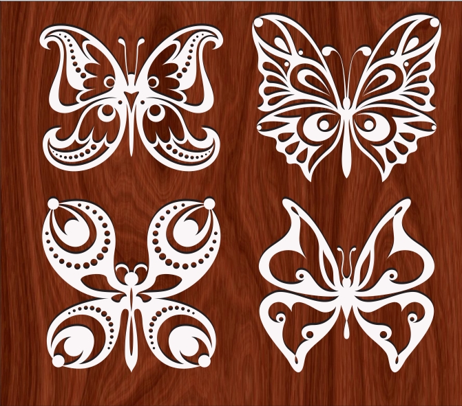 Set Of Tattoo Butterfly Vector TH00000023 file cdr and dxf free vector download for Laser cut