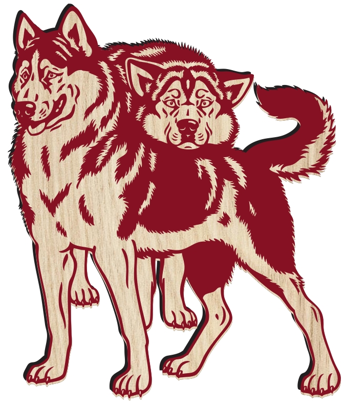 Siberian husky sled dogs TH00000004 file cdr and dxf free vector download for laser engraving machine