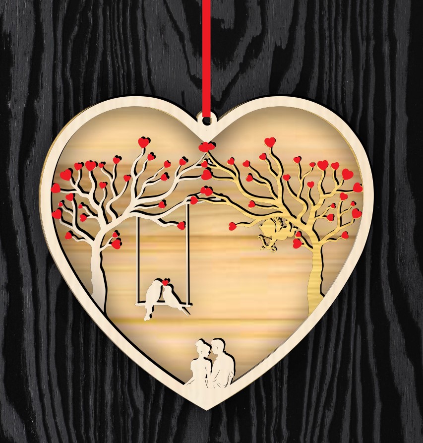 Valentine decor E0020636 file cdr and dxf free vector download for laser cut