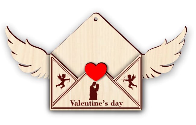 Valentine envelope E0020608 file cdr and dxf free vector download for Laser cut