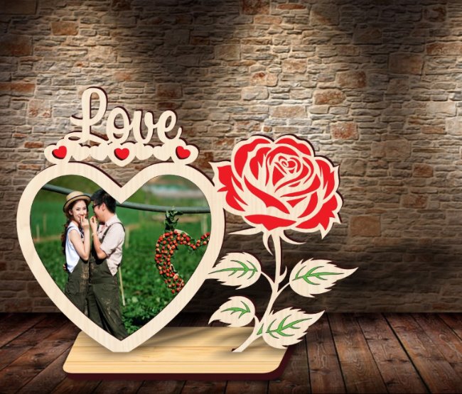 Valentine photo frame E0020618 file cdr and dxf free vector download for Laser cut