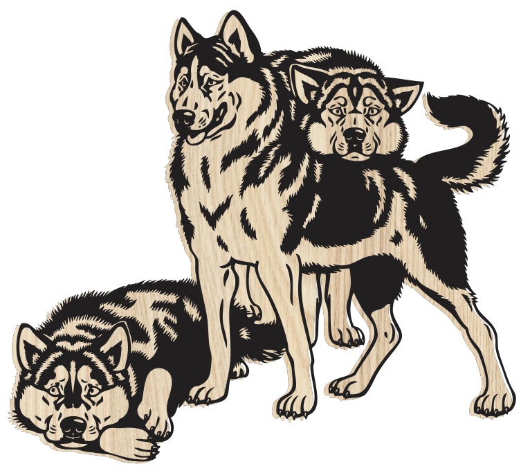 siberian husky dogs F0001299 2617 file cdr and dxf free vector download for laser engraving machine