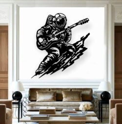 Astronaut plays the guitar E0020786 file cdr and dxf free vector download for laser cut plasma