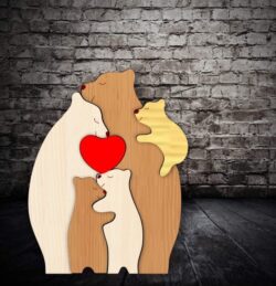 Bear family E0020764 file cdr and dxf free vector download for laser cut