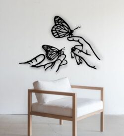 Butterfly on finger wall decor E0020863 file cdr and dxf free vector download for laser cut plasma