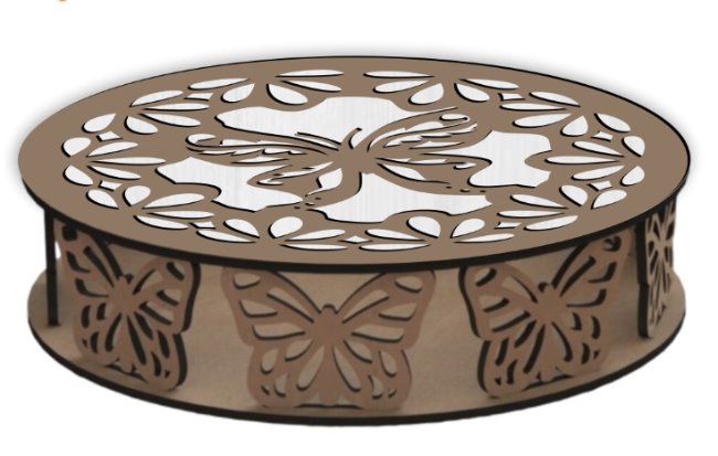 Butterfly round box E0020802 file cdr and dxf free vector download for laser cut