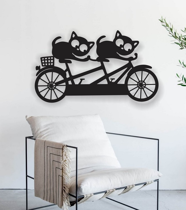 Cats with bike E0020658 file cdr and dxf free vector download for laser cut plasma