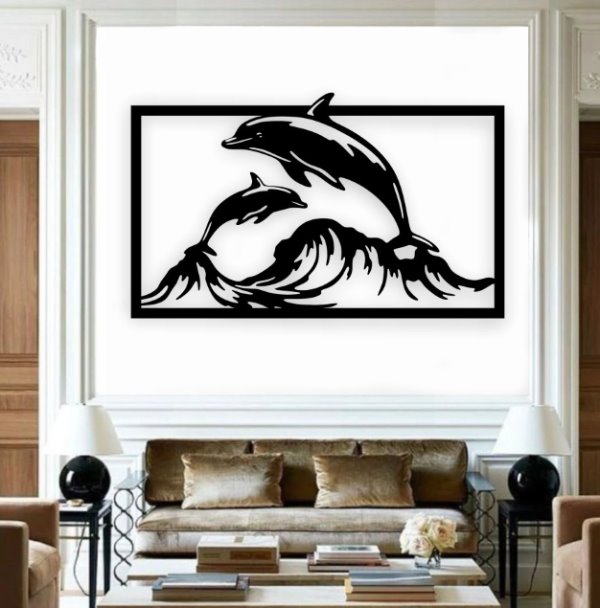 Dolphin-wall-decor-E0020869-file-cdr-and-dxf-free-vector-download-for-laser-cut-plasma