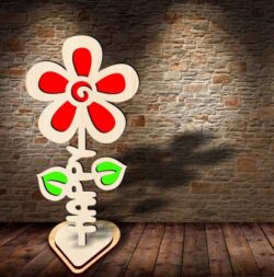 Flower with word E0020820 file cdr and dxf free vector download for laser cut
