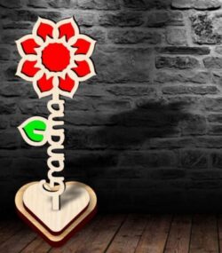 Flower with word E0020855 file cdr and dxf free vector download for laser cut