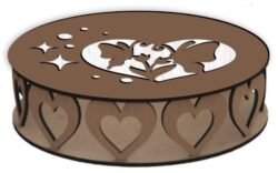 Heart round box E0020805 file cdr and dxf free vector download for laser cut