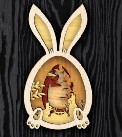 Layered easter bunny egg E0020742 file cdr and dxf free vector download for laser cut