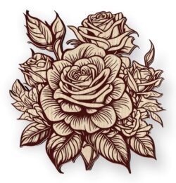 Rose E0020765 file cdr and dxf free vector download for print or laser engraving machine