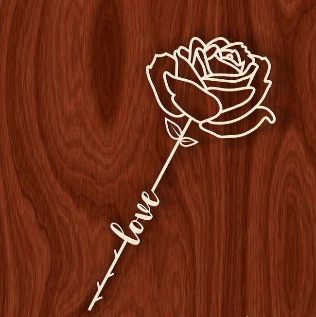Rose with word E0020715 file cdr and dxf free vector download for laser cut