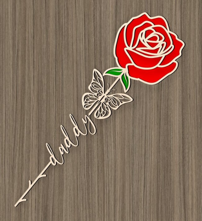 Rose with word E0020718 file cdr and dxf free vector download for laser cut