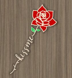 Rose with word E0020719 file cdr and dxf free vector download for laser cut