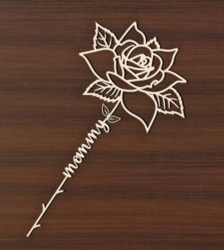 Rose with word E0020806 file cdr and dxf free vector download for laser cut