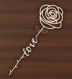 Rose with word E0020808 file cdr and dxf free vector download for laser cut