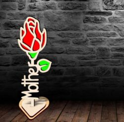 Rose with word E0020819 file cdr and dxf free vector download for laser cut