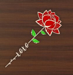 Rose with word E0020717 file cdr and dxf free vector download for laser cut
