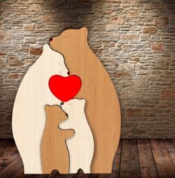 Bear family E0020763 file cdr and dxf free vector download for laser cut