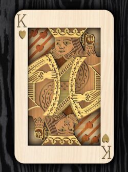 Layered King of heart card E0021217 file cdr and dxf free vector download for laser cut