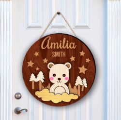 Bear door sign E0021287 file cdr and dxf free vector download for laser cut