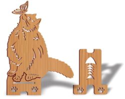 Cat phone stand E0020987 file cdr and dxf free vector download for laser cut