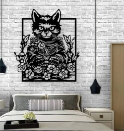 Cat wall decor E0021087 file cdr and dxf free vector download for laser cut plasma
