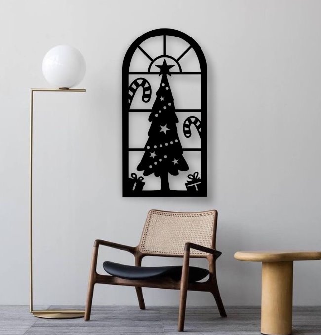 Christmas wall decor E0021091 file cdr and dxf free vector download for laser cut plasma